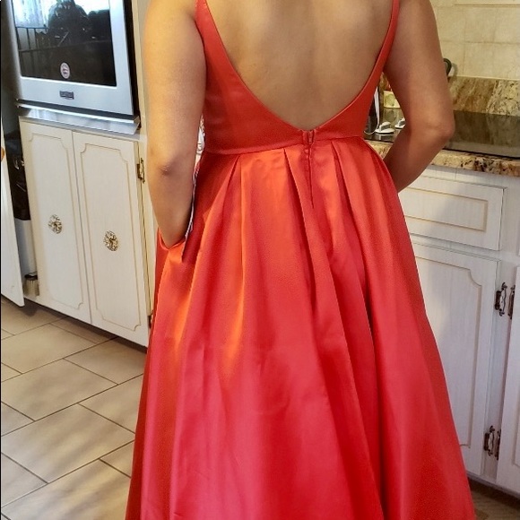 worn once comfy prom dress red/coral - Picture 3 of 3